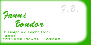 fanni bondor business card